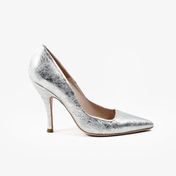 Dries Van Noten Shoes - Dries Van Noten Distressed Silver Leather Heels